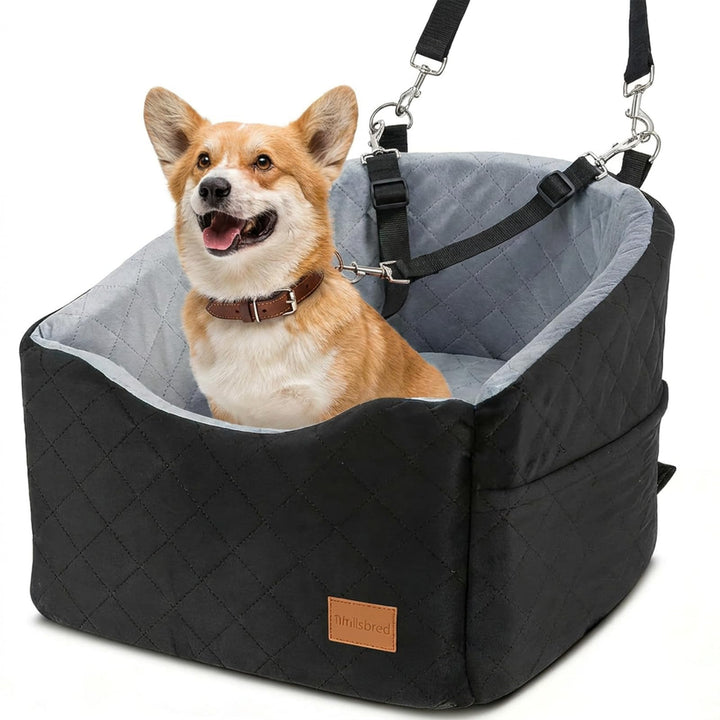 Hundekarzsitz für mittelgrosse Hunde unter 13,6 kg, bequemer Welpenkarzsitz mit 2 klipsbaren Sicherh