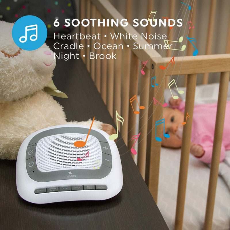 MyBaby SoundSpa White Noise & 6 beruhigende Klänge, Einschlafhilfe für Babys Kinder und Erwachsene m