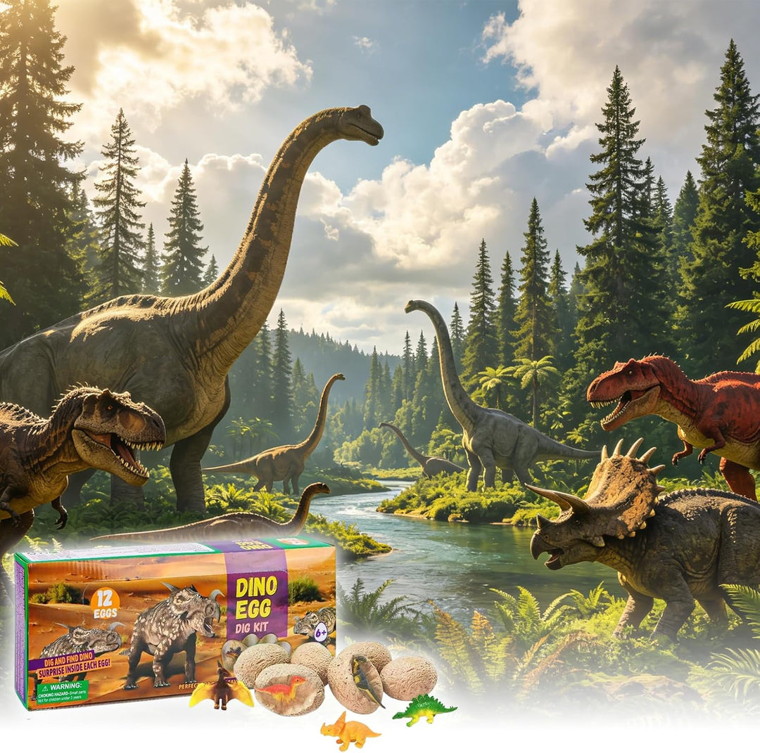 Idota 12 Stück Dino Ausgrabungsset, Dino Eier Zum Ausgraben, Dinosaurier Egg Spielzeug für Party Kla
