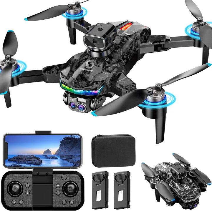 OBEST Drohne mit Kamera für Kinder, Bürstenlosem Motor RC Drone mit RGB Lichtern, 1080P Dual Kamera