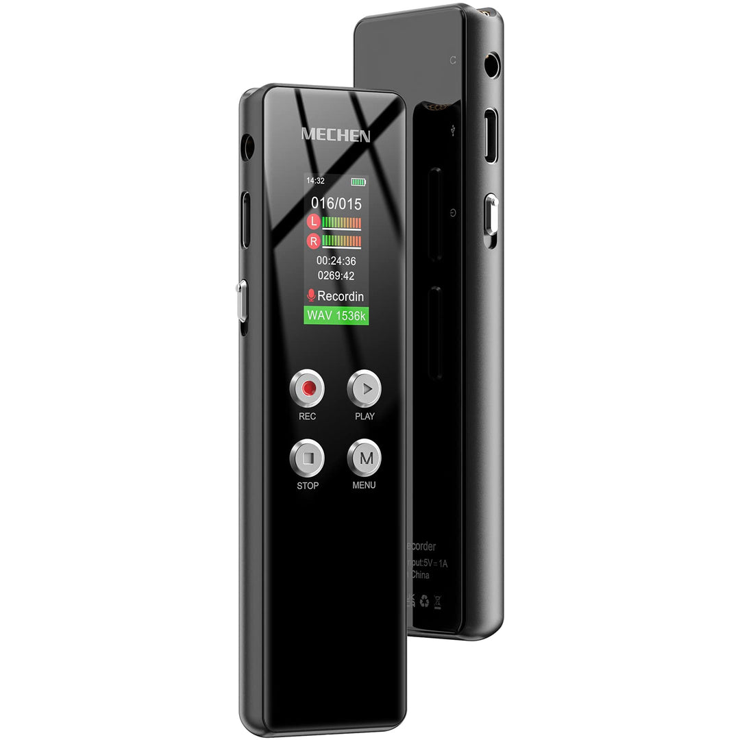 MECHEN 64GB Diktiergerät, EIN-klick HD-Aufnahme (1536kbps), VOR Sprachrekorder, Autom. Rauschunterdr