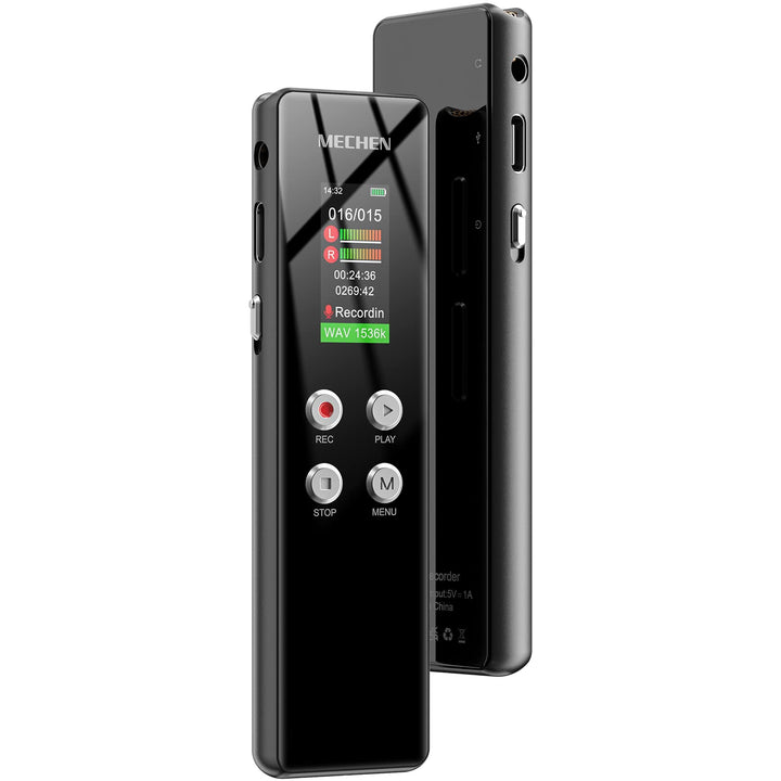 MECHEN 64GB Diktiergerät, EIN-klick HD-Aufnahme (1536kbps), VOR Sprachrekorder, Autom. Rauschunterdr
