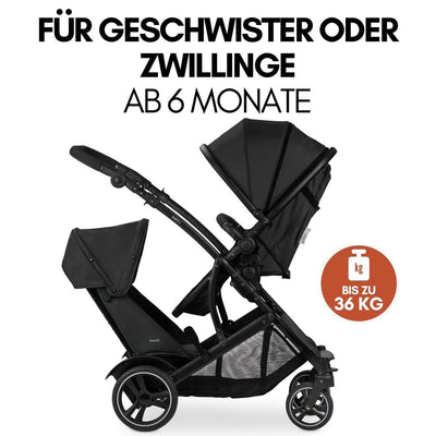 hauck Geschwister Kinderwagen Duett 4 - Buggy für 2 Kinder inkl. Beindecke und Regenverdeck, Sportsi