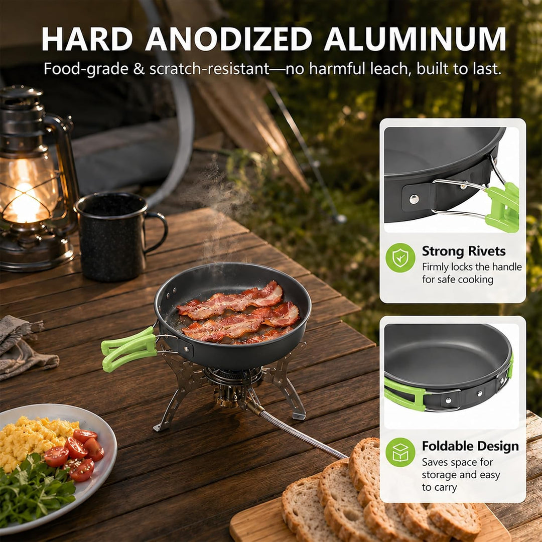aiGear Camping Kochgeschirr Set/Outdoor Geschirr Set | Camping Topf Kochtopf Tragbar Aluminium | mit