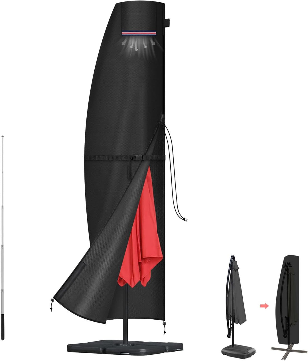 LAMUNI Ampelschirm Abdeckung für 4m Sonnenschirme, Wasserdicht Ampelschirm Schutzhülle für Sonnensch