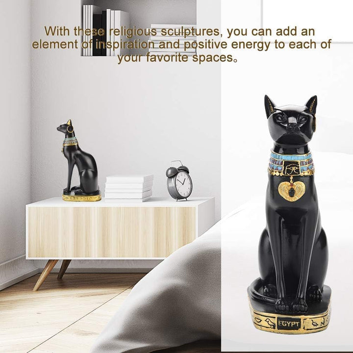 HERCHR Ägyptische Katzenstatue, Bastet-Katze Bastet Katze, Schwarze Katzenfiguren Sammler-Skulptur F