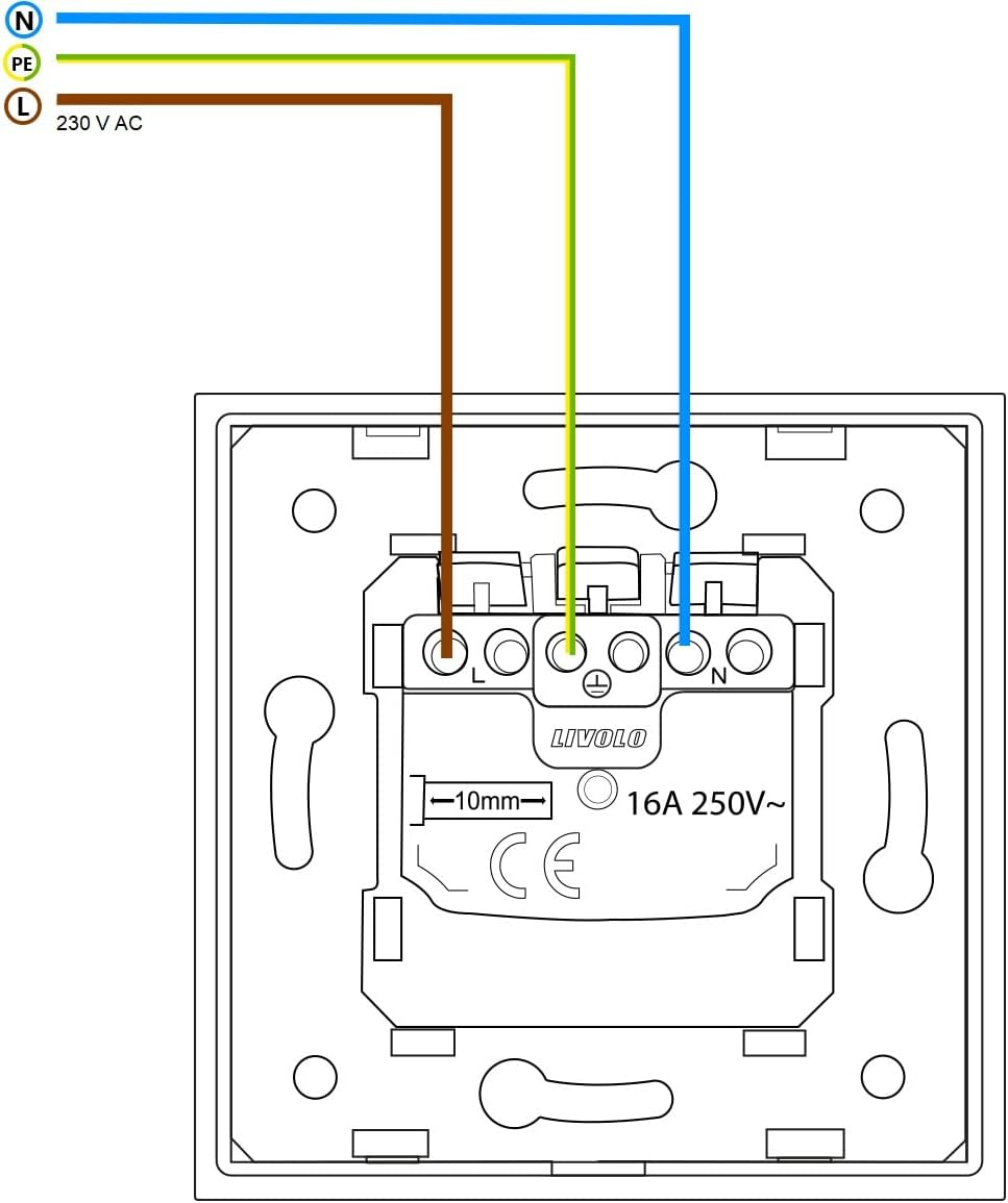 LIVOLO Tasterschalter Touch und Steckdose mit Glasrahmen VL-C701B/C7C1EU-11-A Weiss