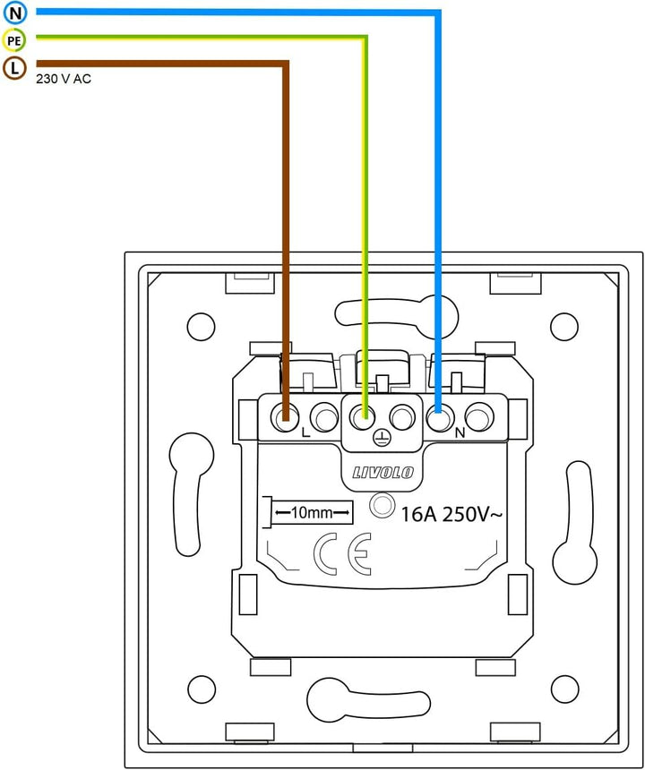 LIVOLO Tasterschalter Touch und Steckdose mit Glasrahmen VL-C701B/C7C1EU-11-A Weiss