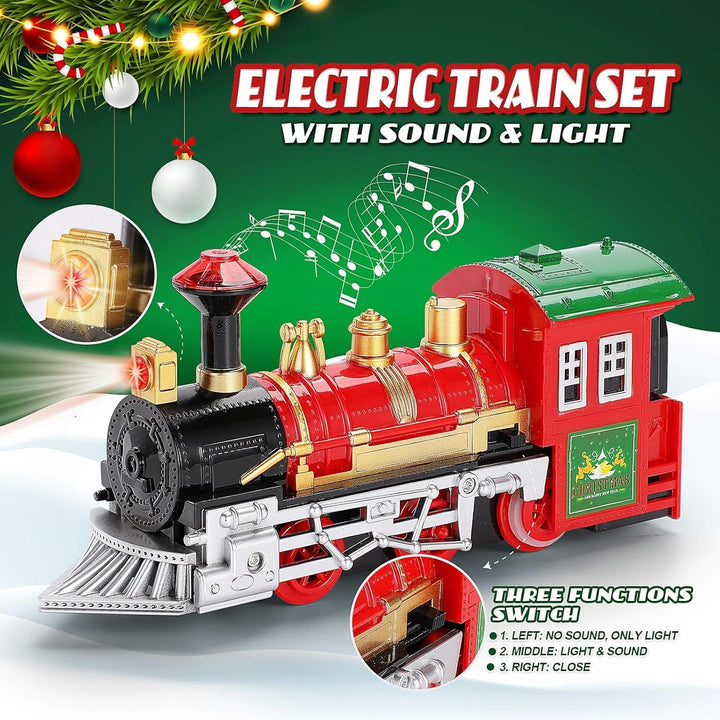Elektrischer Zug Set für Kinder,Weihnachtszug um den Weihnachtsbaum,Eisenbahn Schienen Zug Set,Eisen