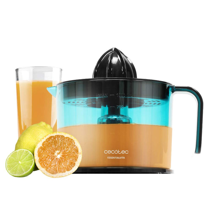 Cecotec EssentialVita Adjust Black 40 W Entsafter mit einstellbarem Zellstofffilter, zwei abnehmbare