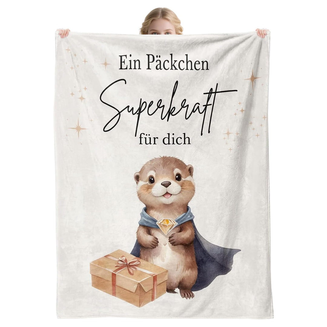 Geschenk für Mut & Trost Flauschige Otter Kuscheldecke 130x150cm aus Flanell gute besserung geschenk