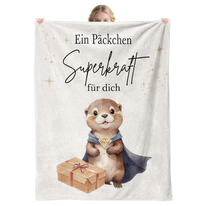 Geschenk für Mut & Trost Flauschige Otter Kuscheldecke 130x150cm aus Flanell gute besserung geschenk