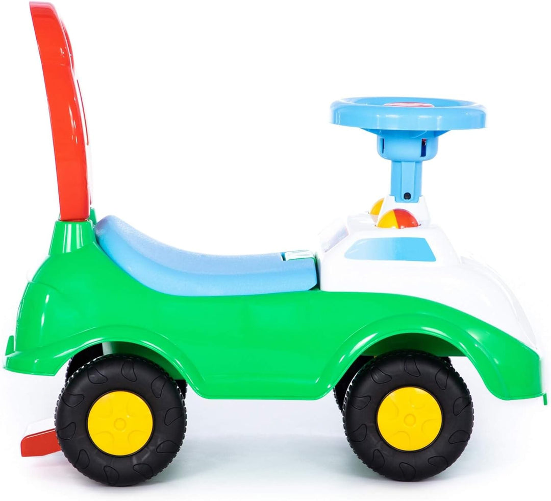 Polesie Farbenfroher Rutscher mit Stahlachsen – Baby Racer I Lenkrad, Hupe und Staufach I Integriert