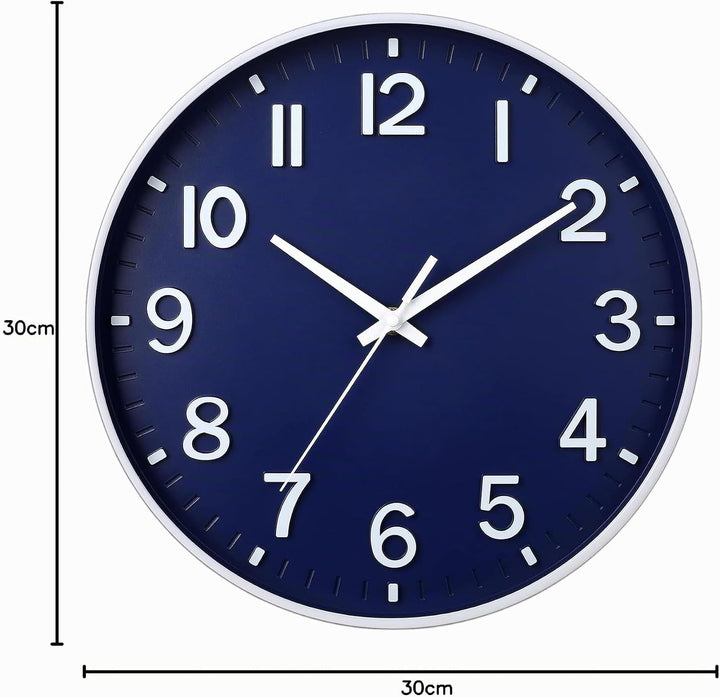 HZDHCLH 30cm Lautlos Wanduhr Schleichende Sekunde mit Arabisch Ziffer ohne Ticken für Dekoration Woh