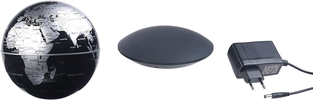 infactory Schwebende Kugel: Freischwebender Globus mit beleuchteter Magnet-Schwebebasis, Ø 14 cm (Sc