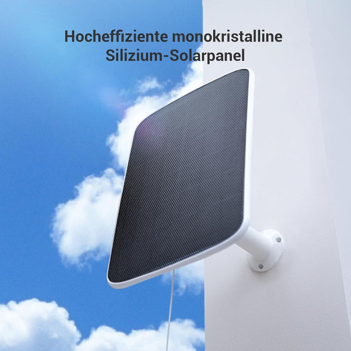 EZVIZ 6W Solarpanel mit Typ-C-Anschluss, Stromversorgung für Überwachungskamera Akku Solar, Wasserdi