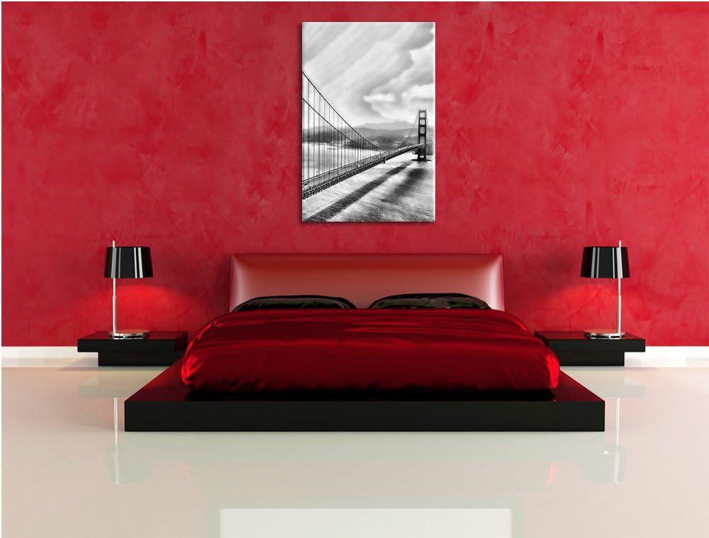 Pixxprint Monocrome, Golden Gate Bridge, San Francisco, Black and White, Format: 100x70 auf Leinwand