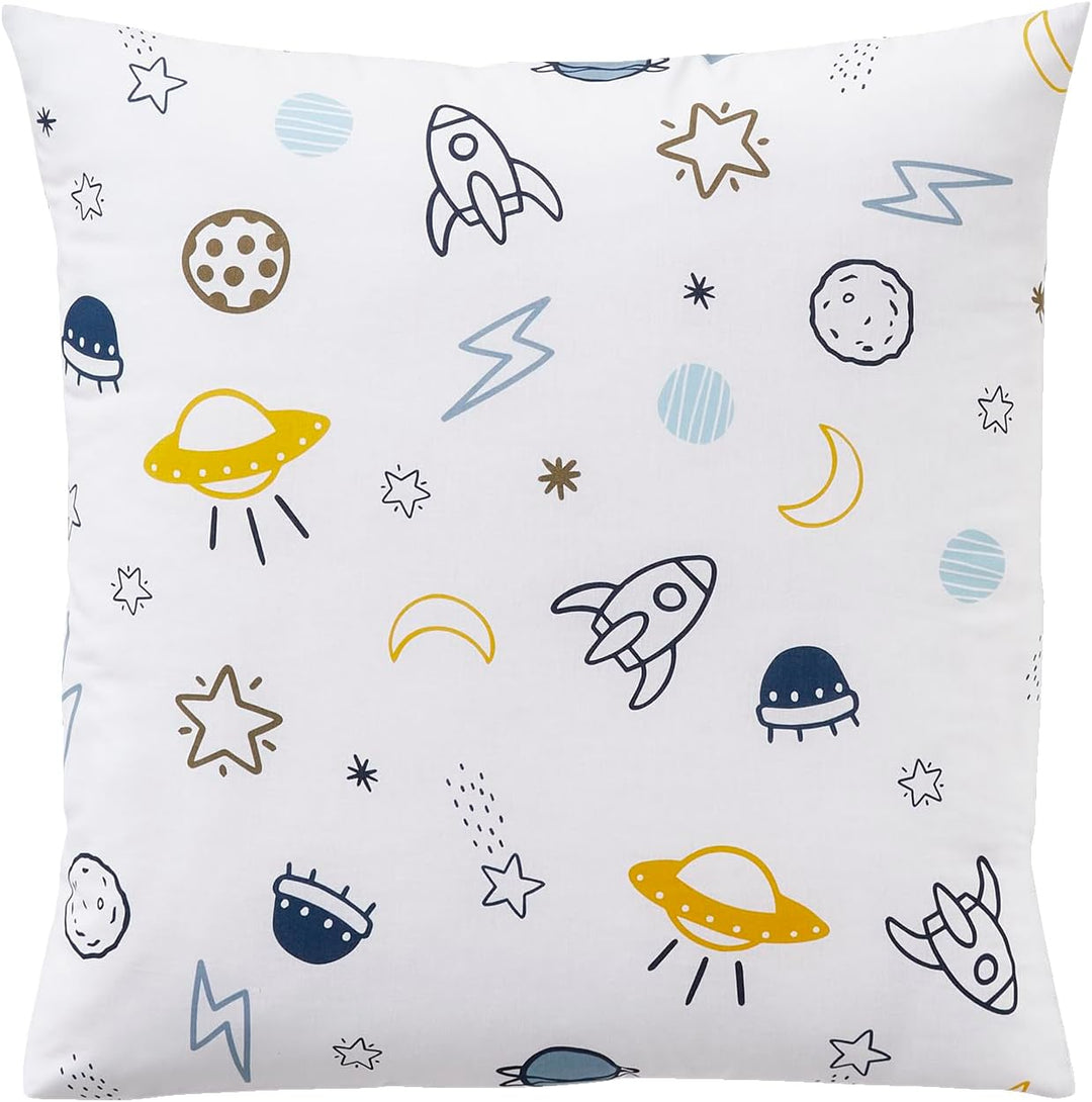 Vertbaudet Kinder Bettwäsche-Set „Cosmos“ blau/weiss Bedruckt 140X200 - Kissen 50X75 140X200 - KISSE