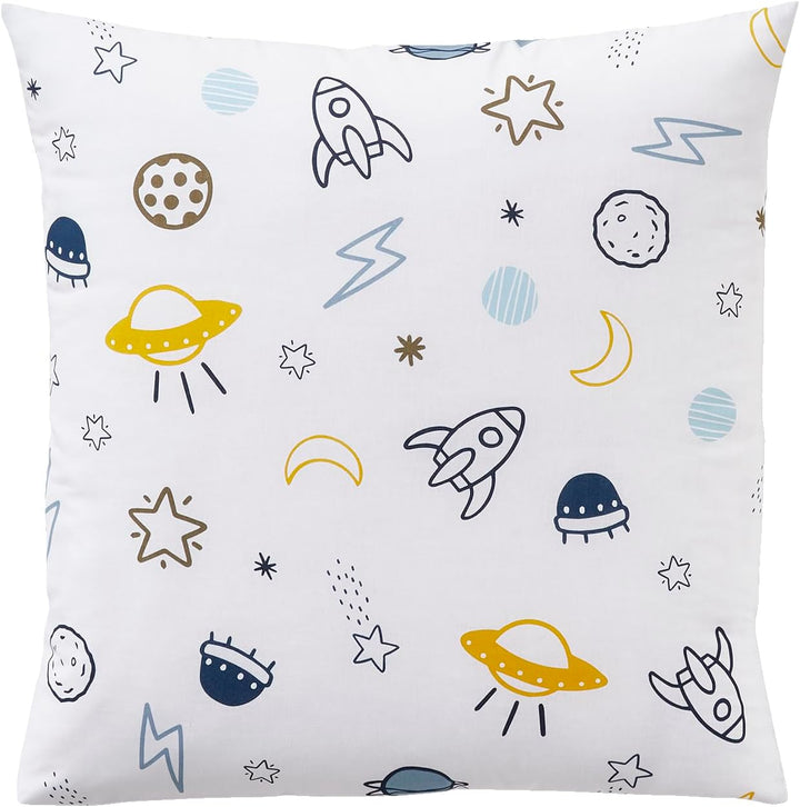Vertbaudet Kinder Bettwäsche-Set „Cosmos“ blau/weiss Bedruckt 140X200 - Kissen 50X75 140X200 - KISSE