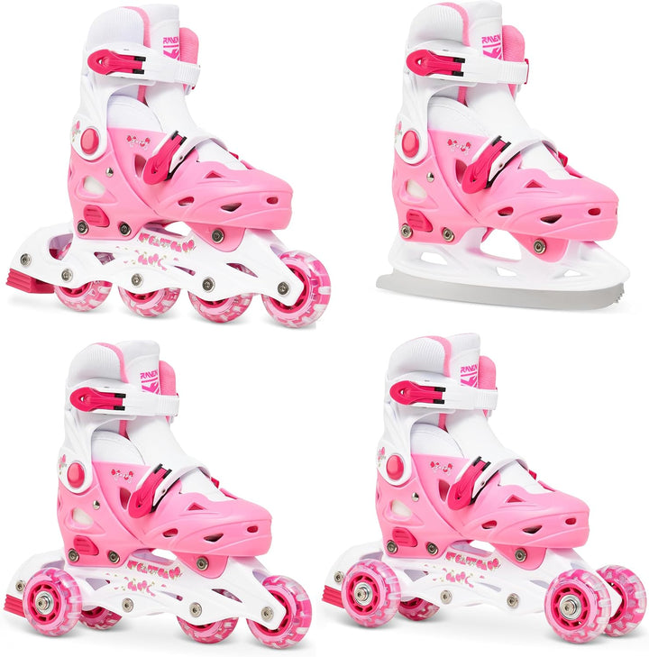 RAVEN 4in1 Inline Skates Triskates Rollschuhe Schlittschuhe Inliner für Kinder Mädchen Jungen verste