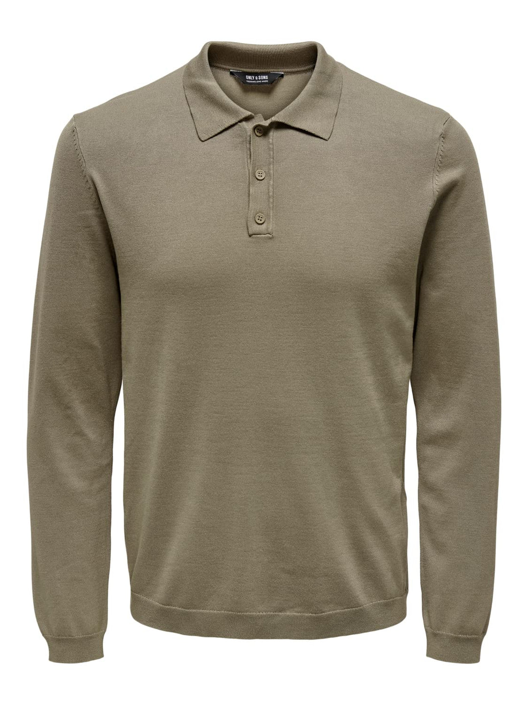 Herren O&S Polo Langarm Shirt Basic Pullover aus Baumwolle Longsleeve Knitted Sweater ONSWYLER, Chin
