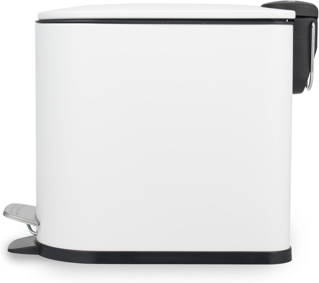 Beldray Kosmetikeimer mit Pedal, 5 Liter, kleiner WC-Mülleimer mit Soft-Close-Deckel, D-förmiger San
