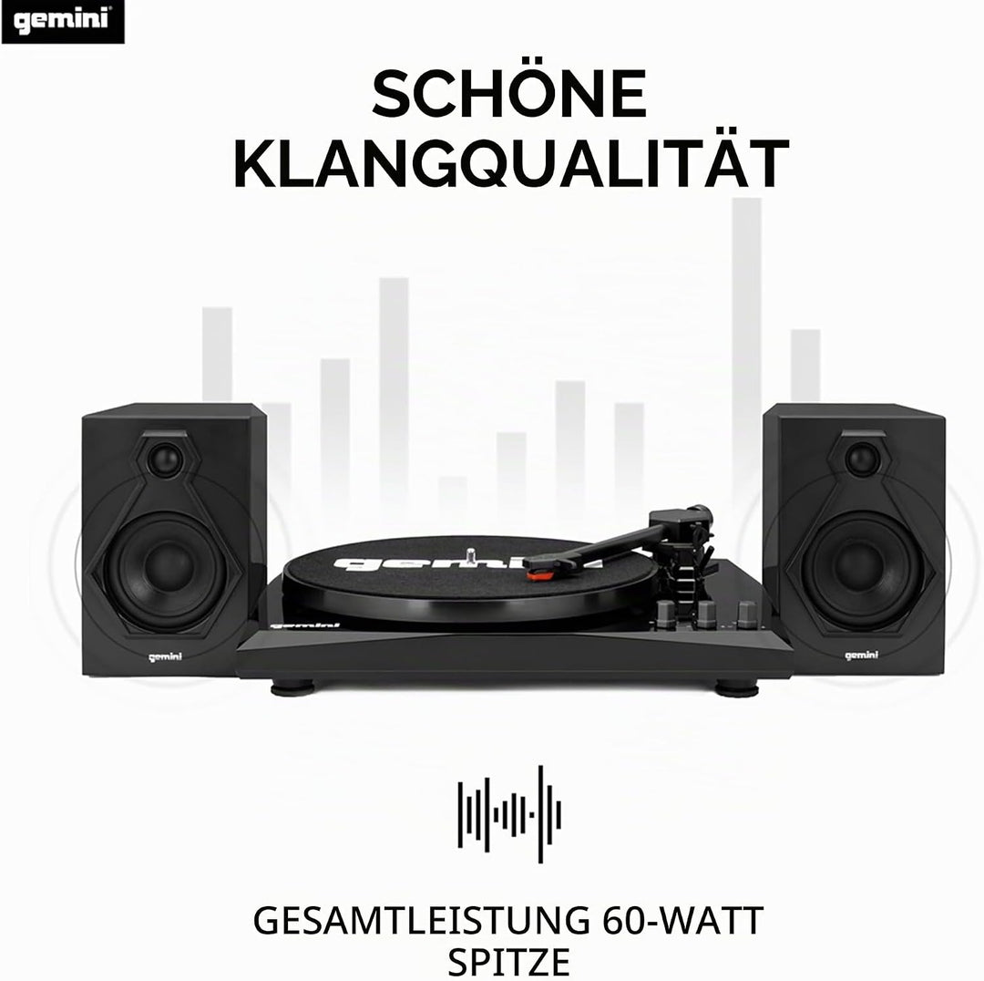 Gemini TT-900BB - Black | Plattenspieler mit Soundsystem - Bluetooth - Komplettsystem