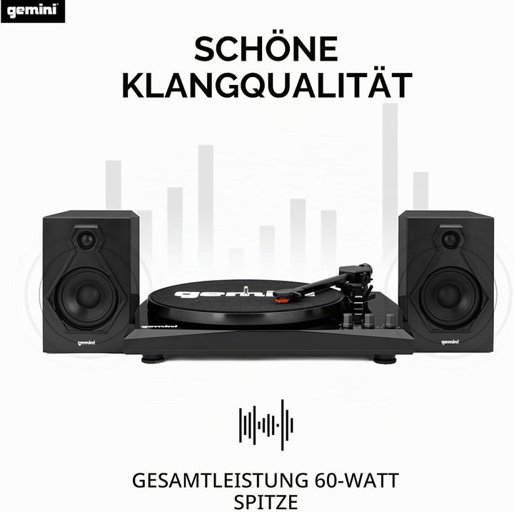 Gemini TT-900BB - Black | Plattenspieler mit Soundsystem - Bluetooth - Komplettsystem