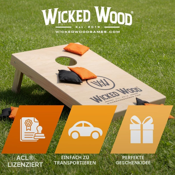 Offizielles Cornhole Set 90x60cm - 2x4 Cornhole Säckchen - Ein offiziell ACL-lizensiertes Set of Cor