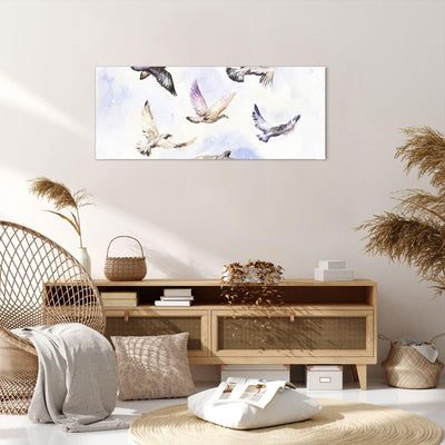 Wandbilder Dekoration Wohnzimmer Vögel Aquarell Wildheit Fliegen Panorama Bilder auf Leinwand 120x50