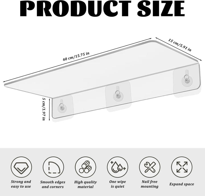 2pcs 16x6x2 Zoll klares Acrylfensterregal -Extender mit Saugnäpfeln, Innenanlagen -Sill -Halter für