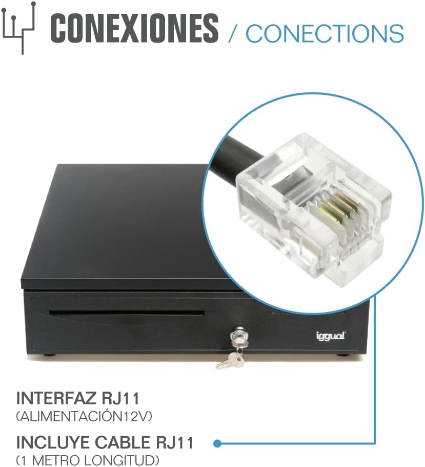 iggual - Geldkassette Abschliessbar IRON - 50 | Kassenschublade mit automatischer oder manueller Öff