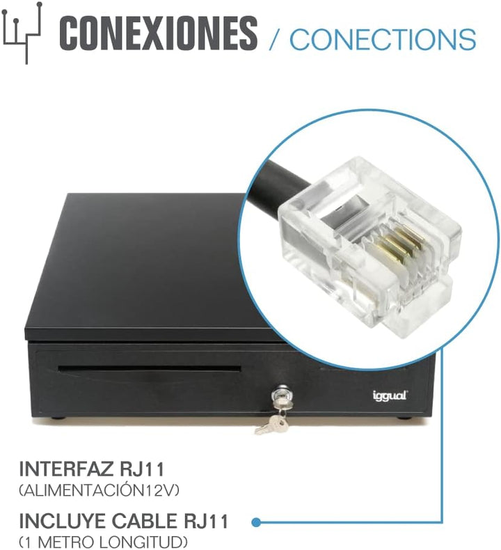 iggual - Geldkassette Abschliessbar IRON - 50 | Kassenschublade mit automatischer oder manueller Öff