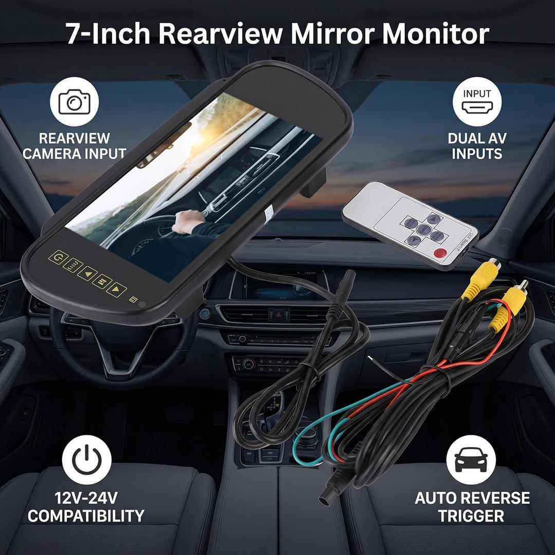 7-Zoll Auto PKW Rückspiegel Display LCD TFT Einparkhilfe Bildschirm Rückfahrkamera Rückfahrkamera-Bi