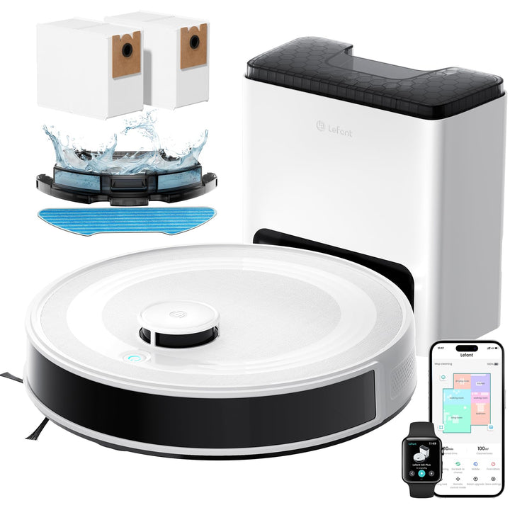 Lefant M2 Plus Staubsaugerroboter, 6000 Pa mit automatischer Staubabsaugung, Lasernavigation mit Kar