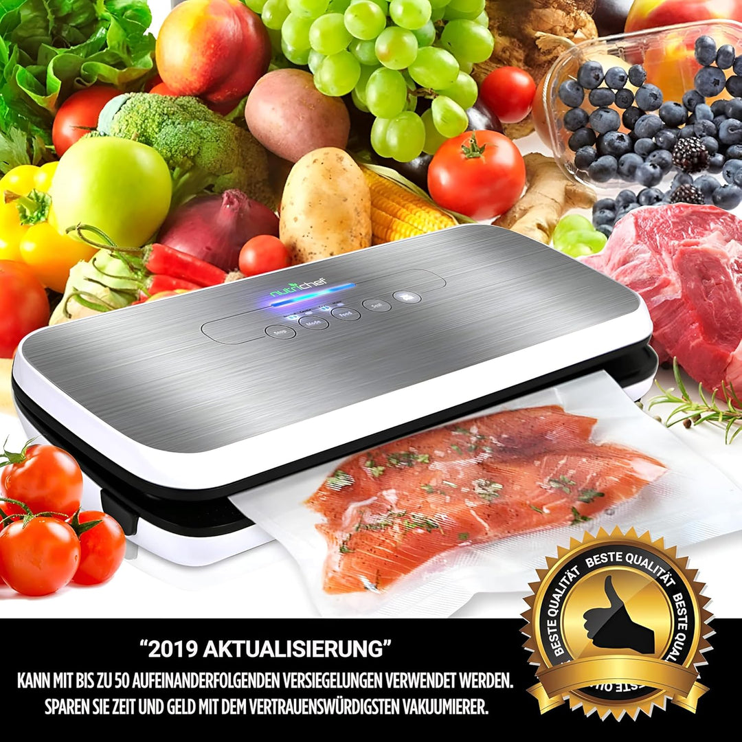 Nutrichef PKVS18SLEU Food Saver Vakuumiermaschine - 110W Automatisches Foodsaver System Air Seal Mas