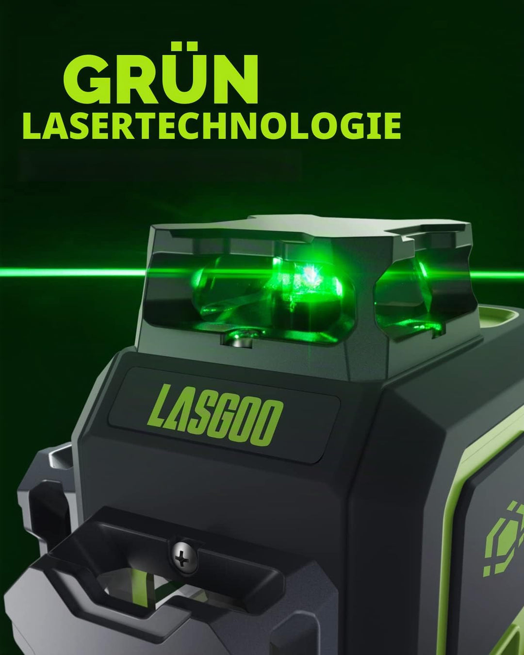 LasGoo LG-3DM Grüner Strahl-Laser-Nivelliergerät, selbstnivellierend, 3x360° Kreuzlinienlaser für Ba