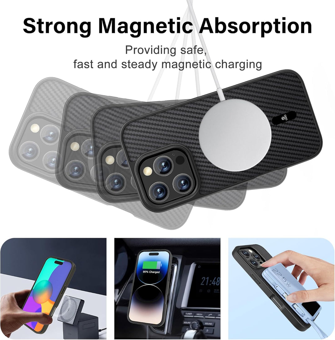 ONES Magnetisch für iPhone 16 Pro Ultradünne Hülle, Kompatibel mit MagSafe, Fallschutz in Militärqua