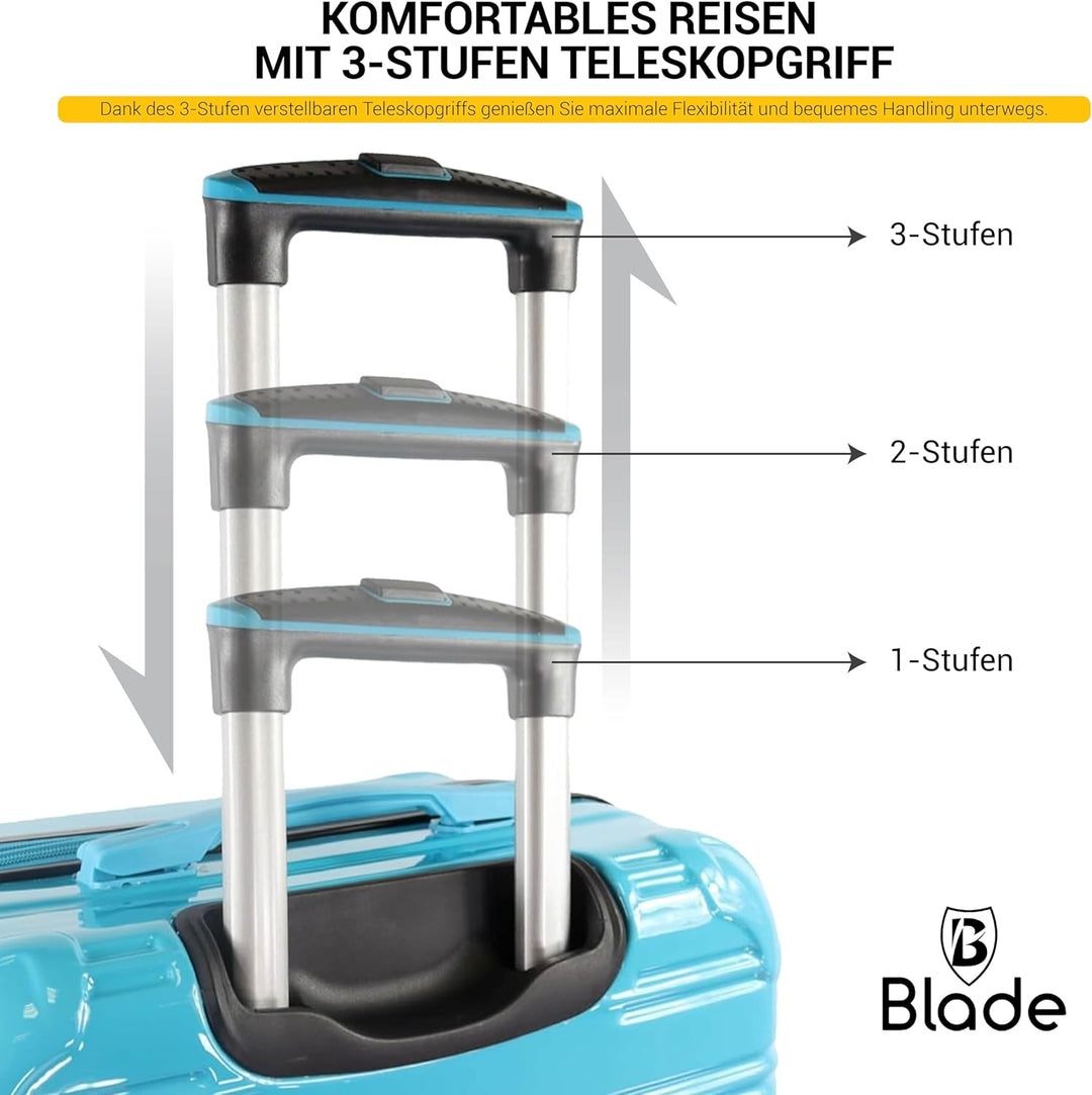 Blade Kofferset 3 Teilig Erweiterbar - Hartschalen Koffer Trolleys - Leichter Rollkoffer Handgepäck