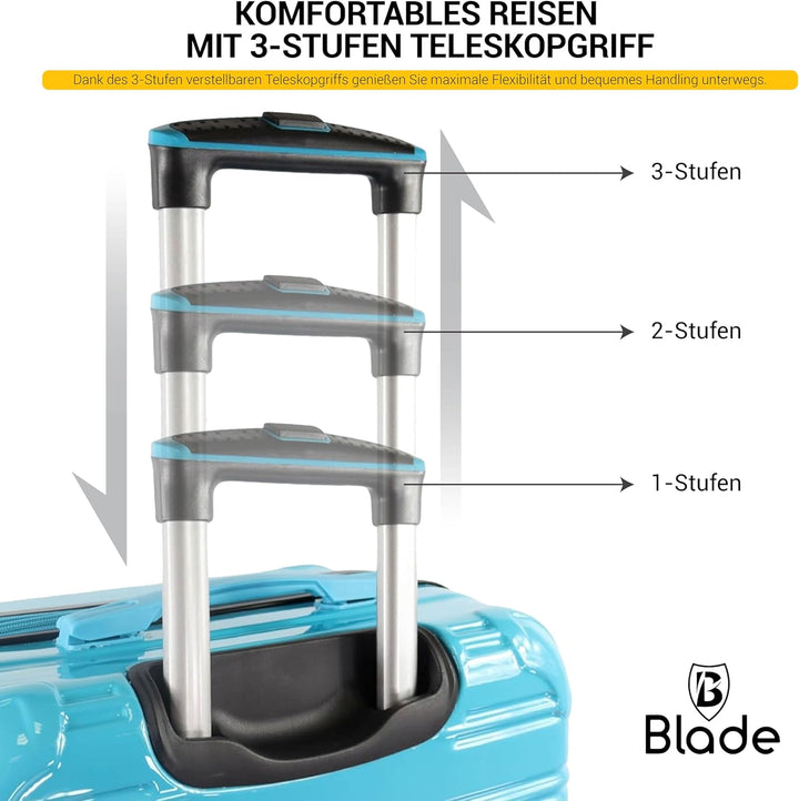 Blade Kofferset 3 Teilig Erweiterbar - Hartschalen Koffer Trolleys - Leichter Rollkoffer Handgepäck