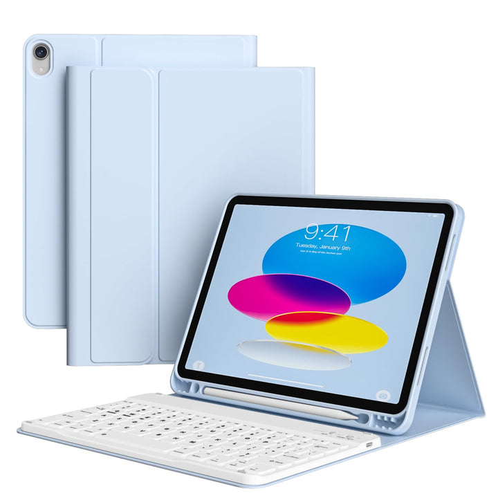Hülle mit Tastatur für iPad A16 2025 / iPad 11./10. Generation 2022 10,9 Zoll, Magnetisch Bluetooth-