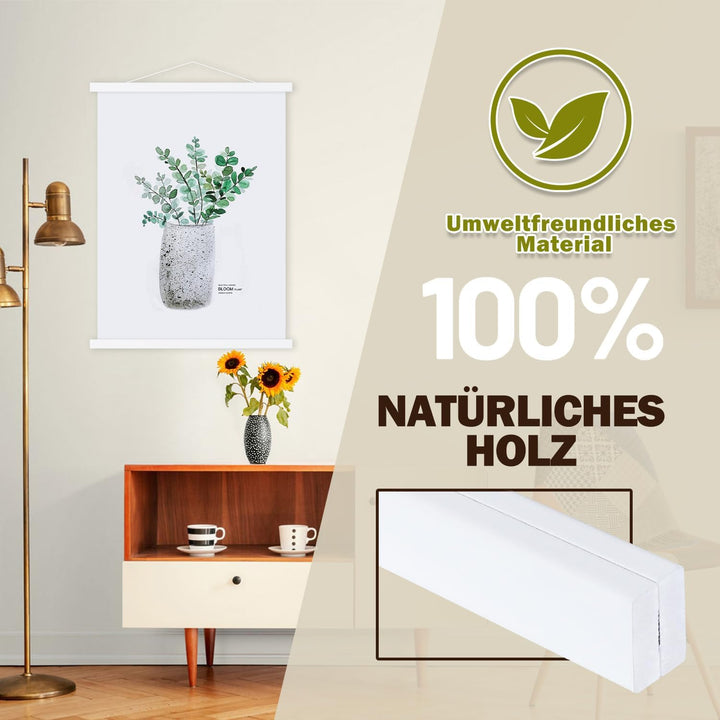 Ywlake Magnet Posterleiste Posterschiene Posterleisten, Magnetische Holz Poster Aufhänger Halter Rah