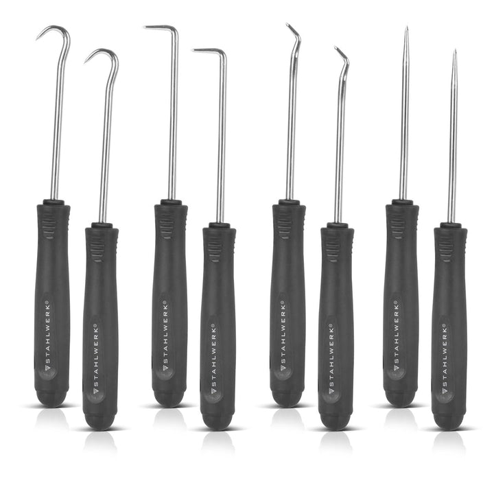 STAHLWERK Haken-Werkzeug-Set 8-teilig | Haken-Satz | Nadelhaken | Dichtungshaken | Pick-Set | Präzis