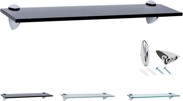 Rapid Teck Glas Wandregal Schwarz Glanz 40cm x 20cm - Glasregal mit 8mm ESG Sicherheitsglas - Glasre