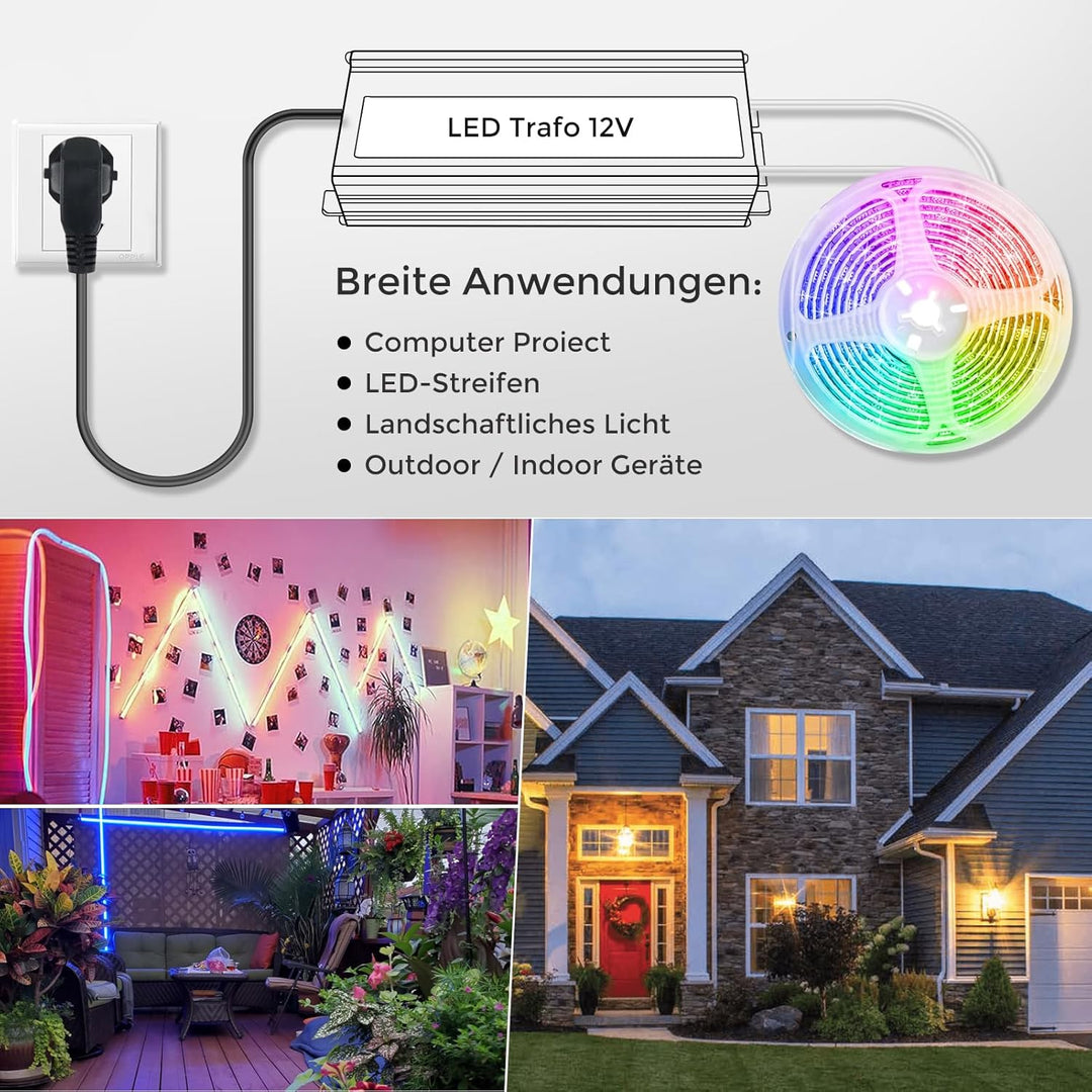 LED Trafo 12V 200W IP67, Outdoor Wasserdicht Transformator mit Stecker, LED Netzteil Treiber 230V au