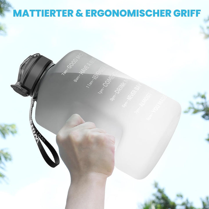 3,78 Liter Trinkflasche Sport mit Zeitangaben und Strohhalme, 3,78L Gross Sportflasche BPA Frei, Aut