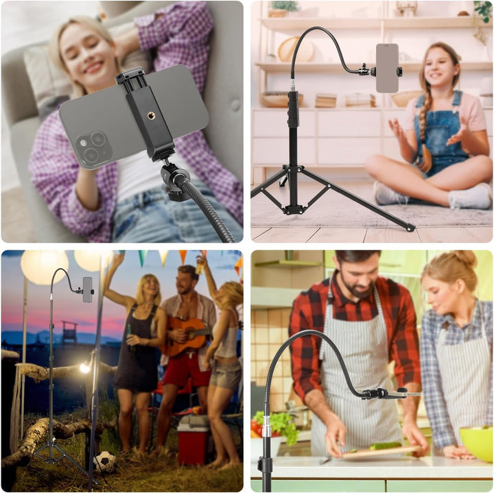 NEEWER 71" Handy Stativ Ständer mit umkehrbaren Beinen, flexiblem Arm, 360° Kugelkopf, Telefonhalter