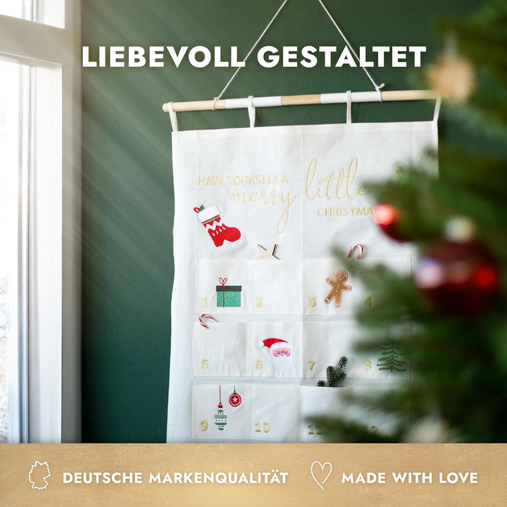 AMARI ® Adventskalender zum Befüllen - XXL Wandkalender (70 x 130 cm) mit 24 Fächern zum Basteln für