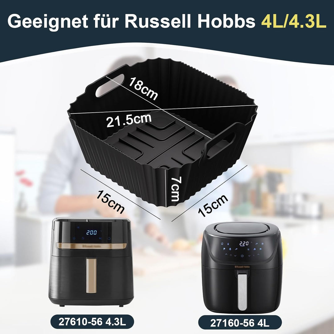 Silikonform Heissluftfritteuse für Russell Hobbs Air Fryer L 4L (27160-56), 2 Stück Airfryer Silikon