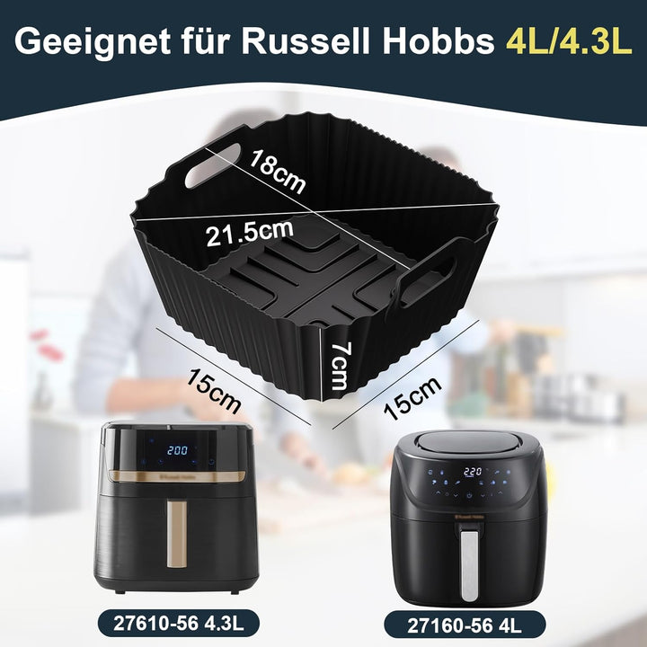 Silikonform Heissluftfritteuse für Russell Hobbs Air Fryer L 4L (27160-56), 2 Stück Airfryer Silikon